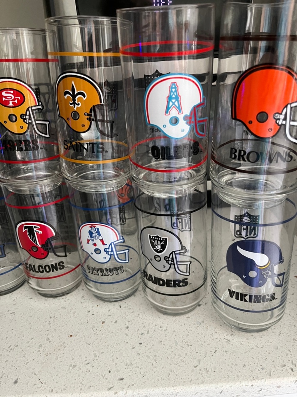 Vintage NFL Team Helmet Glasses Set - Multi Team Mobil 1980’s Rare Collectible